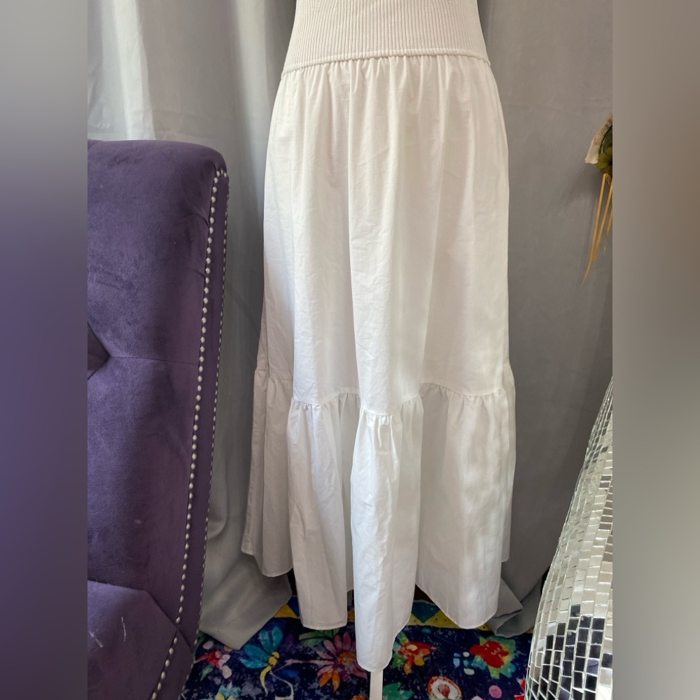 ❌SOLD❌ELAN RHODE TANK DRESS MIXED MEDIA TIERED STRETCH POCKETS WHITE LARGE - Picture 6 of 13